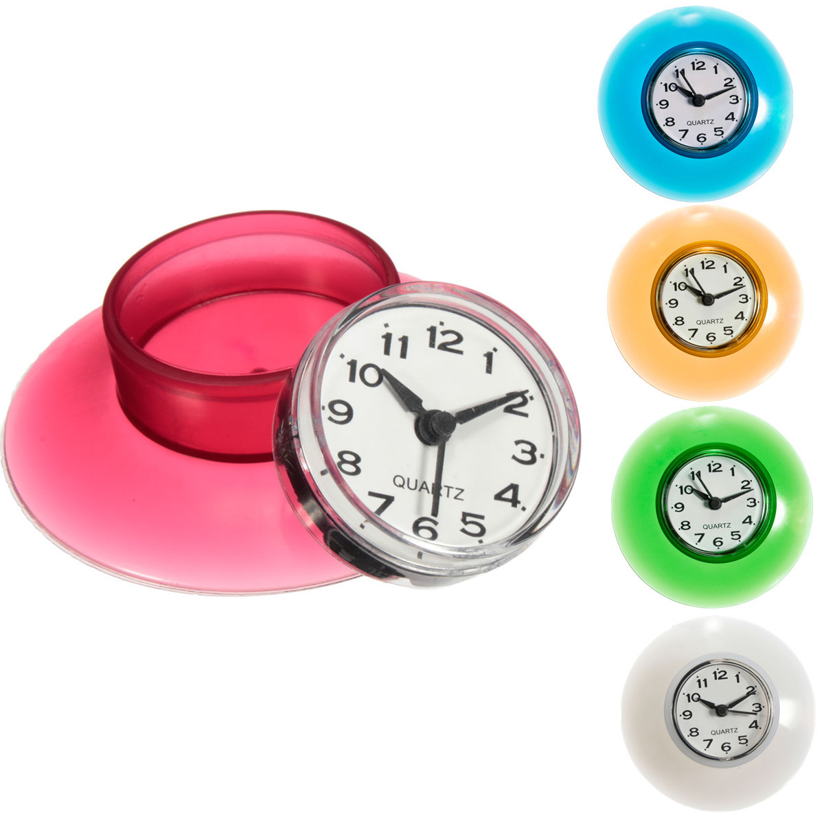 Bathroom Kitchen Waterproof Wall Clock Resistant Timer Suction Cup