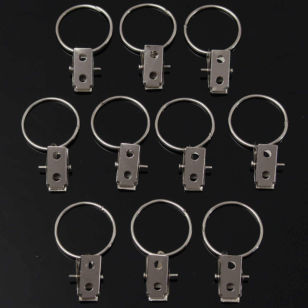 10pcs Metal Shower Curtain Rod Hook with Clip