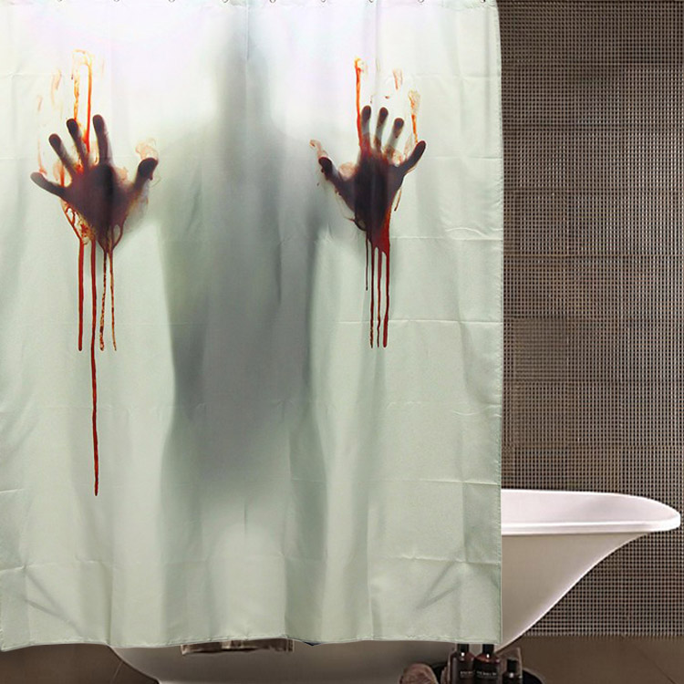 Halloween Horror Blood Bath Polyester Shower Curtain Bathroom Decor with 12 Hooks