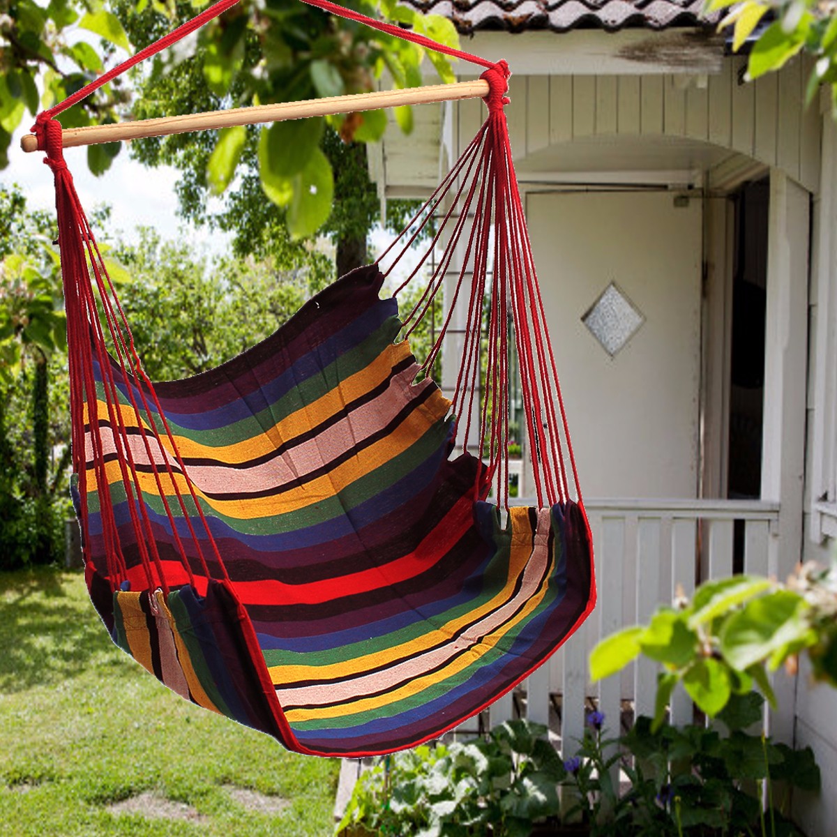 Garden Patio Hanging Thicken Hammock Chair Indoor Outdoor Cotton Swing Cushion Seat