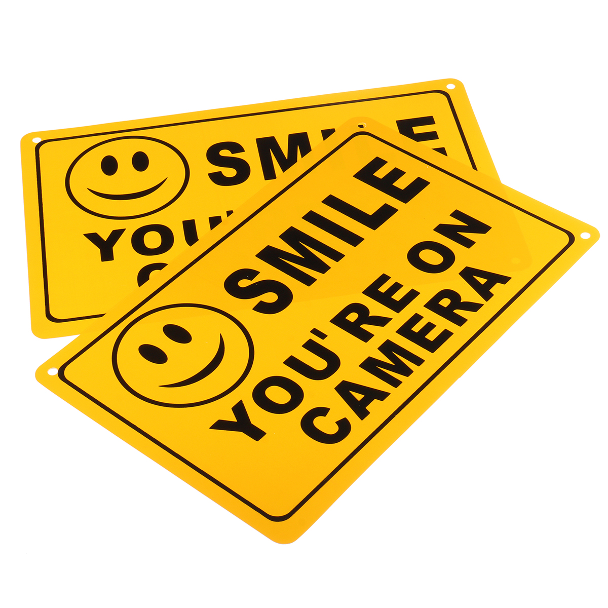 2pcs  "Smile You're On Camera"  Video Alarm Warning Stickers Sign Decal 