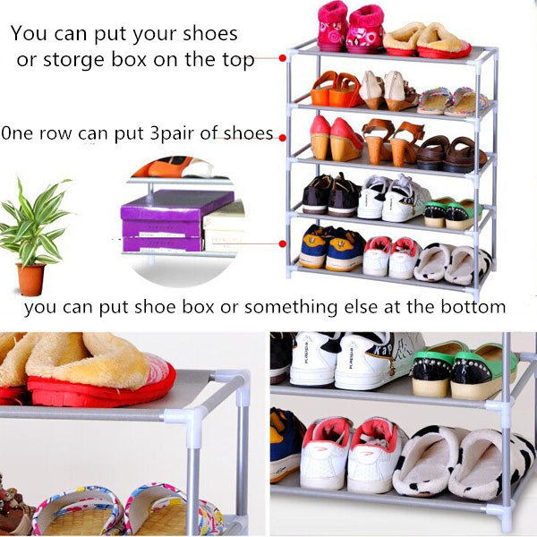 Multi Tiers Shoes Shelf Storage DIY Metal Organizer Rack Holder Household Stands